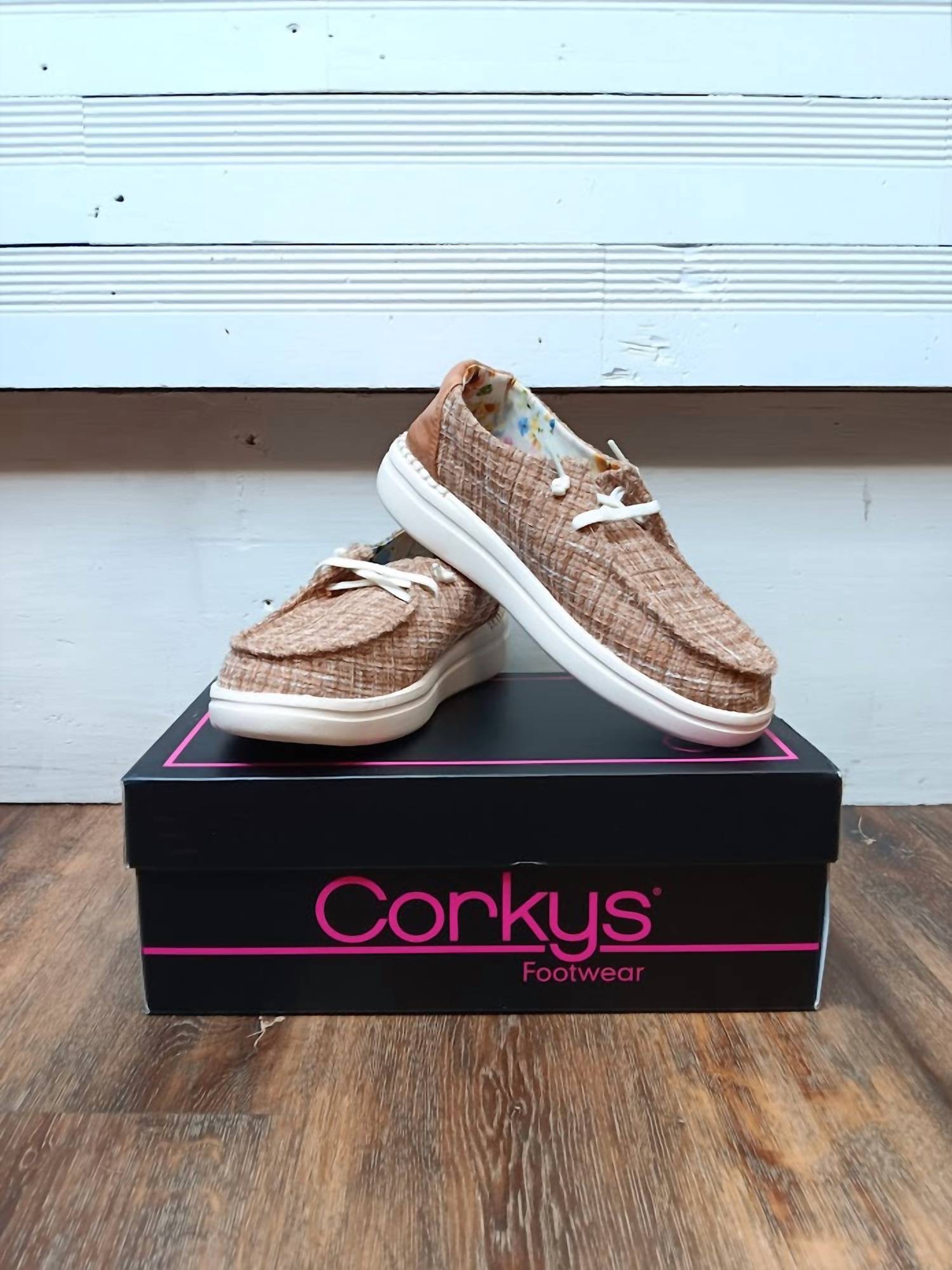 Corkys Footwear Women's Tweed Kayak Shoes in tan - women's flats
