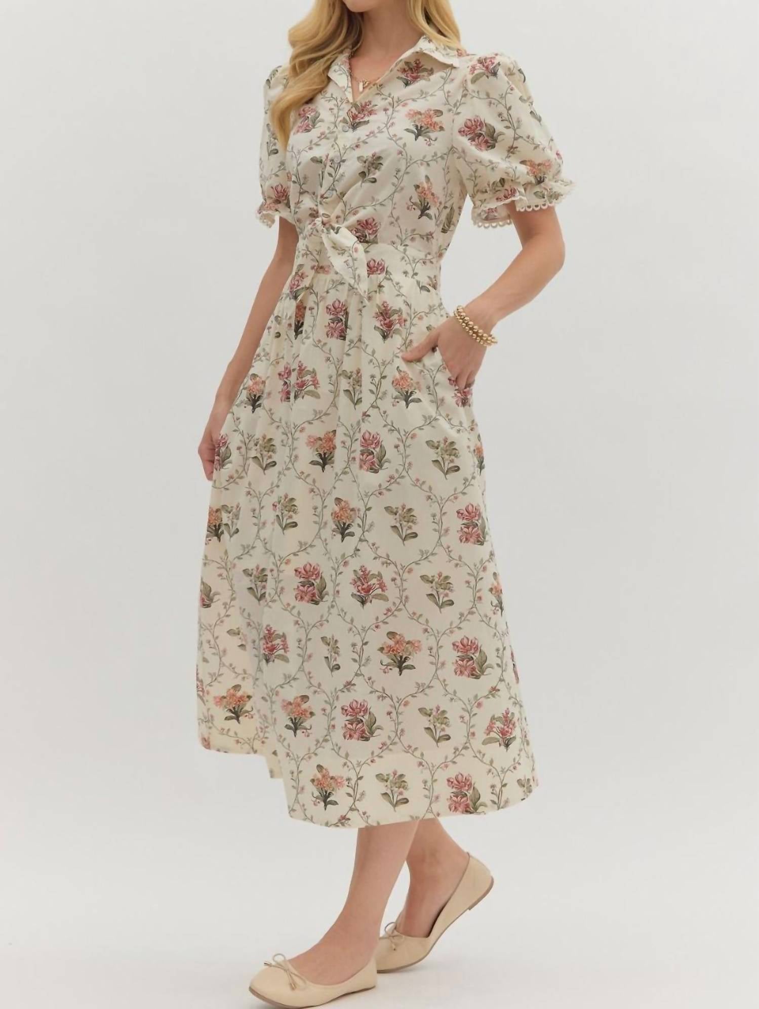 Entro - Sweet Floral Midi Dress