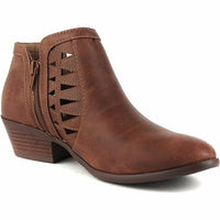 Soda - Women's Perforated Cut Out Stacked Booties