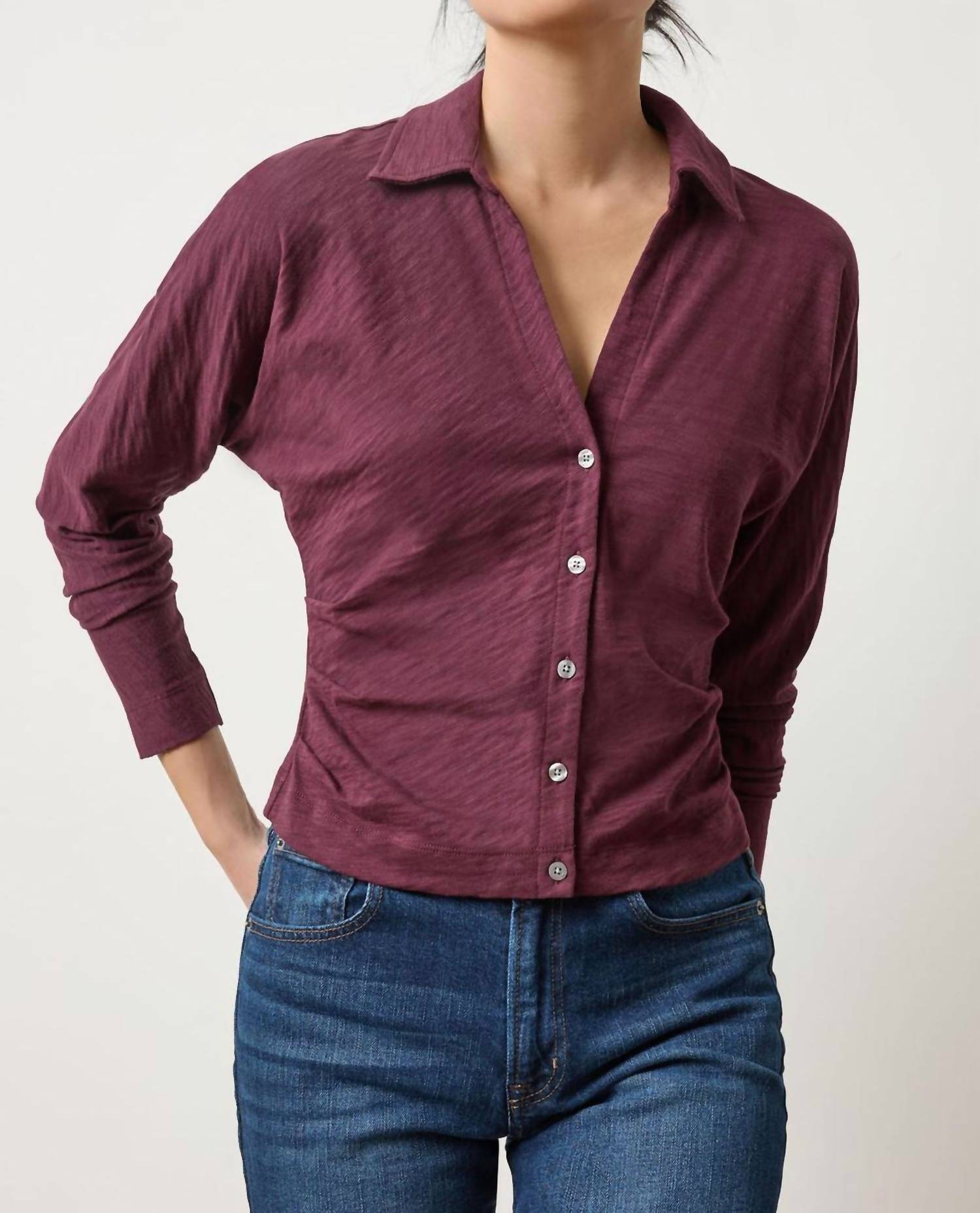 Lilla P - SIDE PLEAT BUTTON DOWN TOP