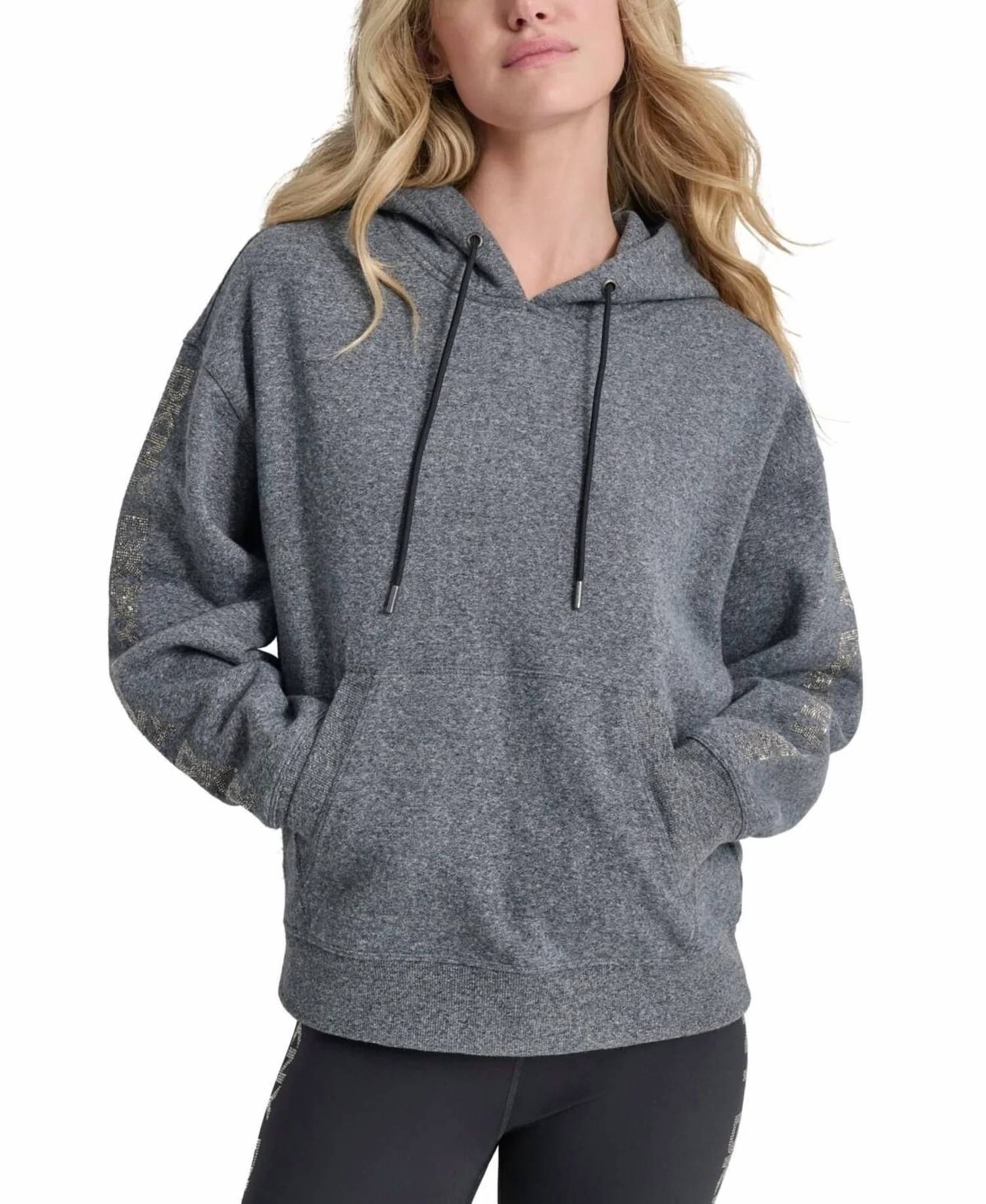 Dkny - Rhinestone Logo Fleece Hoodie