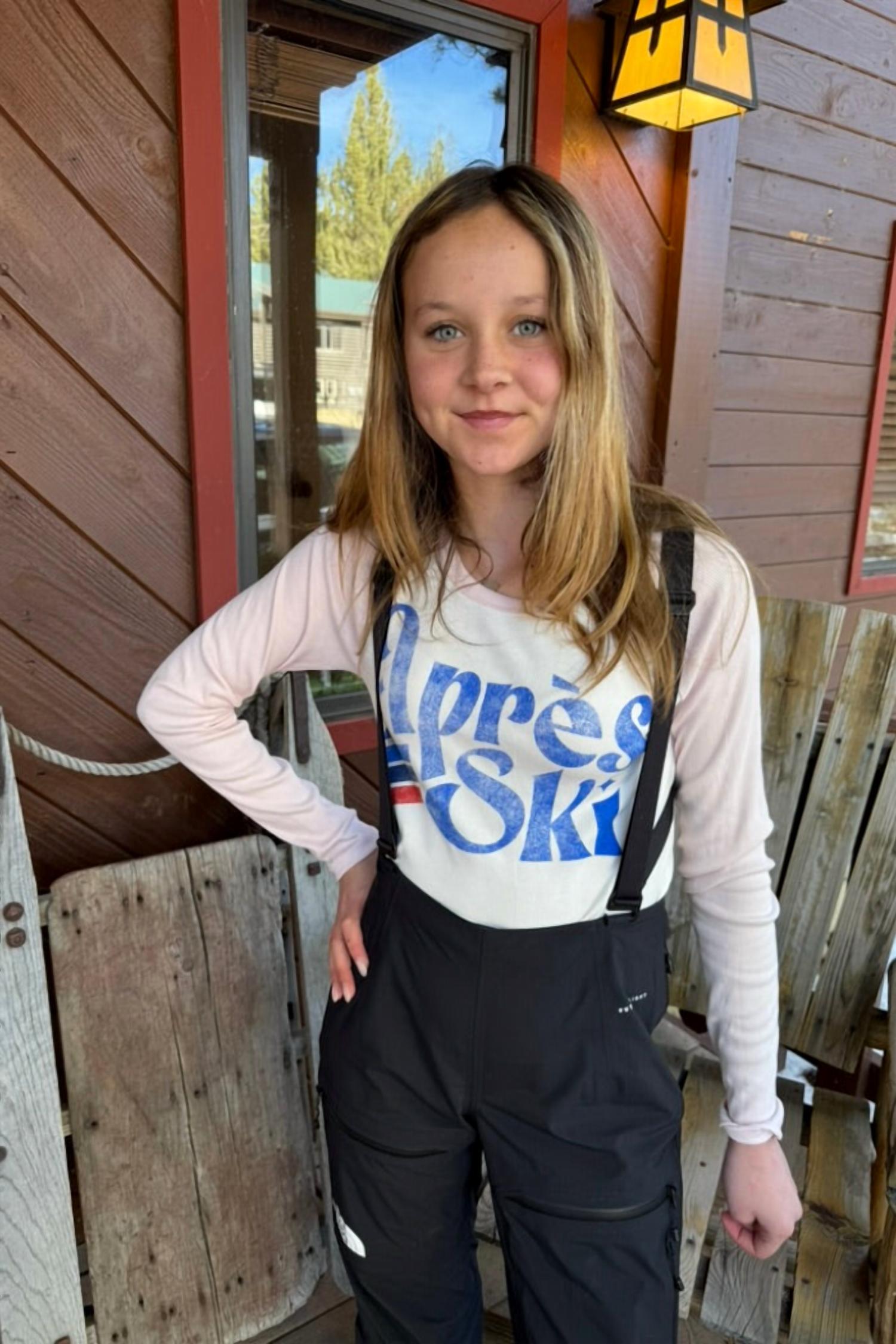 ROWDY SPROUT Women's Apres Ski Ribbed Raglan Tee in white - women's long sleeve top - alternate view