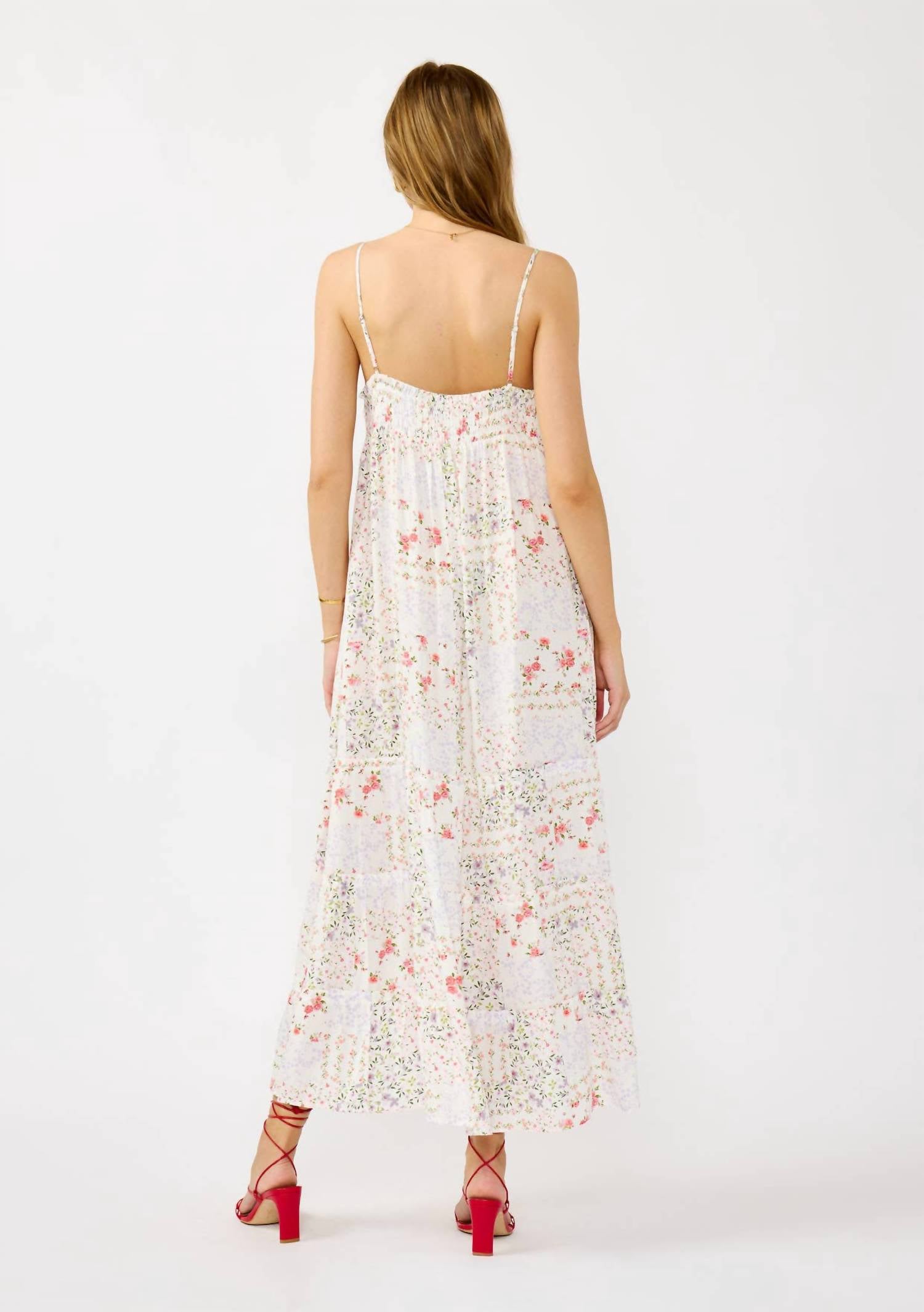 Lovestitch - Smocked Ditsy Floral Tiered Maxi Dress