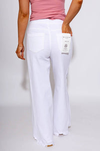 Risen - High Rise Frayed Hem Palazzo Jeans