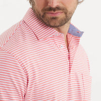 Southern Marsh Men's Nantucket Relaxed Stripe Polo Shirt in coral - men's shirt - alternate view