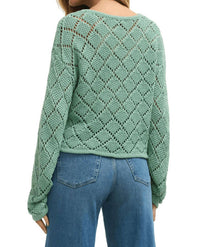 Z Supply Hullen Crochet Sweater in crystal green - women's sweater - detail view