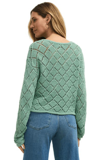 Z Supply Hullen Crochet Sweater in crystal green - women's sweater - alternate view