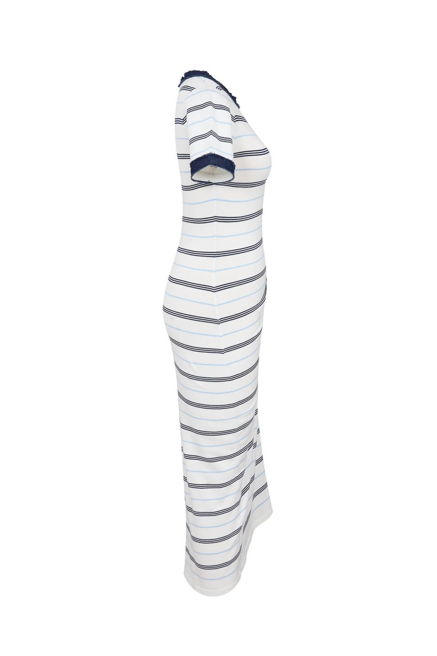 Rivir - Women's Short Sleeve Knit Dress With Stripe Pattern