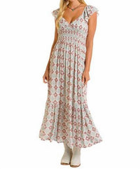 Rock & Roll Denim Printed Maxi Dress in natural - women's dress