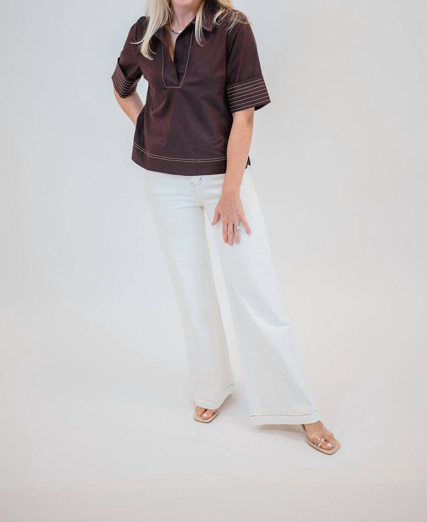 Alpha Apparel Alice Trouser Jeans in white - women's pants