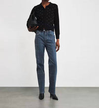 Paige - Embellished Stevie High Rise Straight Jeans