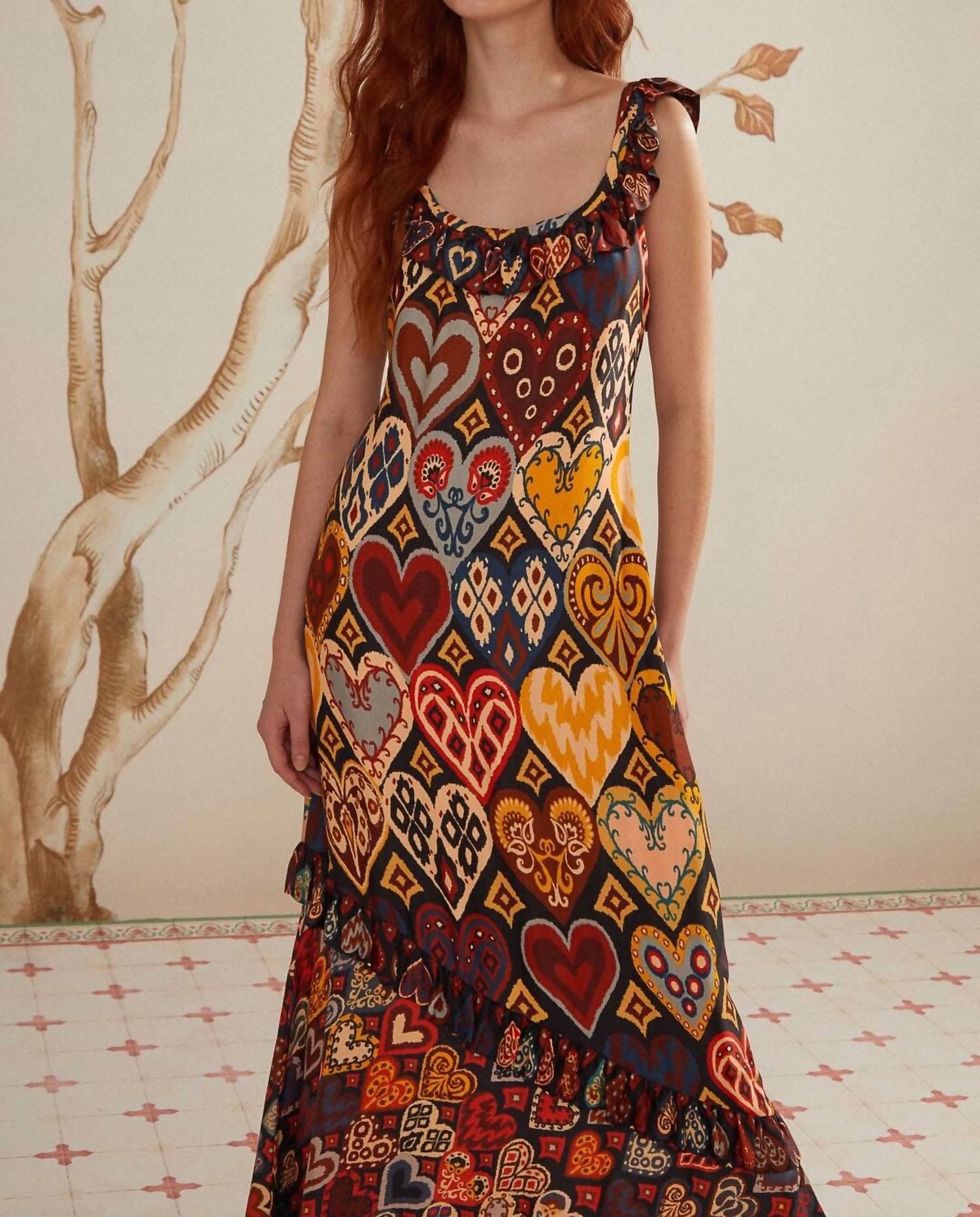 Farm Rio - HEARTS IKAT MAXI DRESS