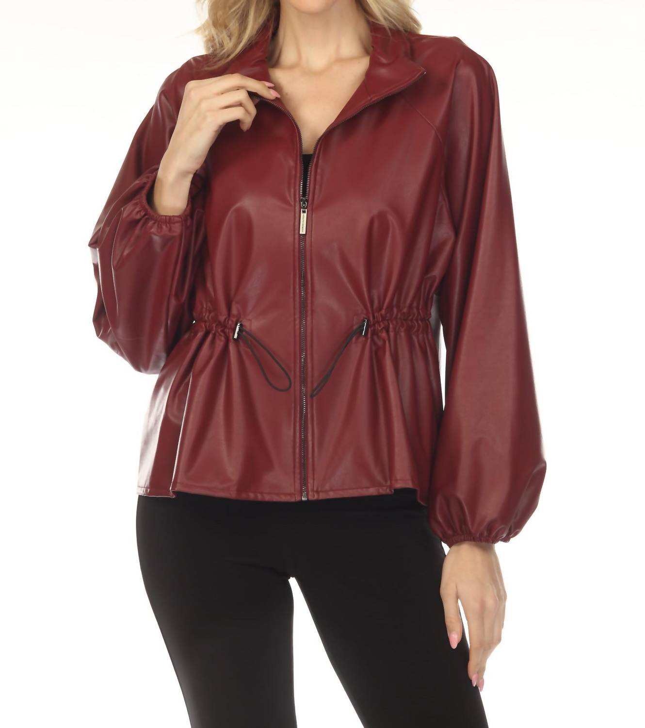 Joseph Ribkoff - Faux Leather Zip Front Jacket