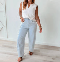 Davi & Dani - Ronnie Lace Trim Relaxed Jeans