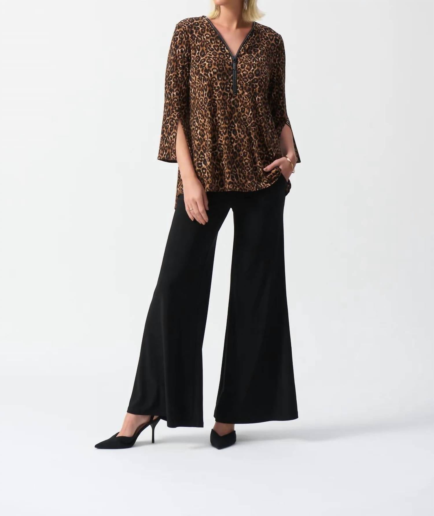 Joseph Ribkoff - Animal Print Fit And Flare Tunic Top