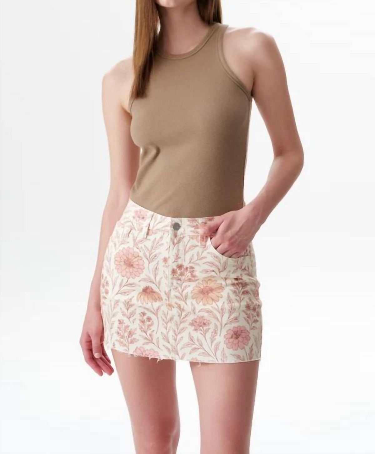 Bayeas - Mid Rise Floral Mini Skirt