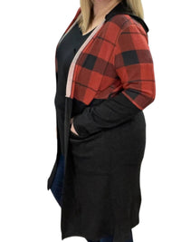 Honeyme - Hooded Buffalo Plaid Cardigan