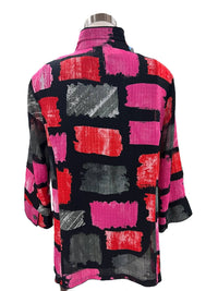Multiples - 3/4 Sleeve Button Front Print Jacket