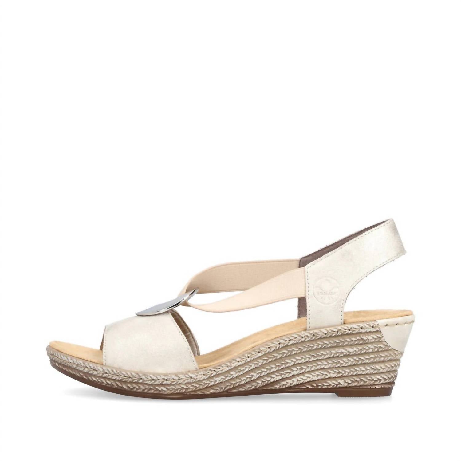 RIEKER Women's Fanni H6 Wedge Sandal in beige - women's shoe - detail view