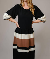 Blue B - Scoop Neck Stripe Midi Dress