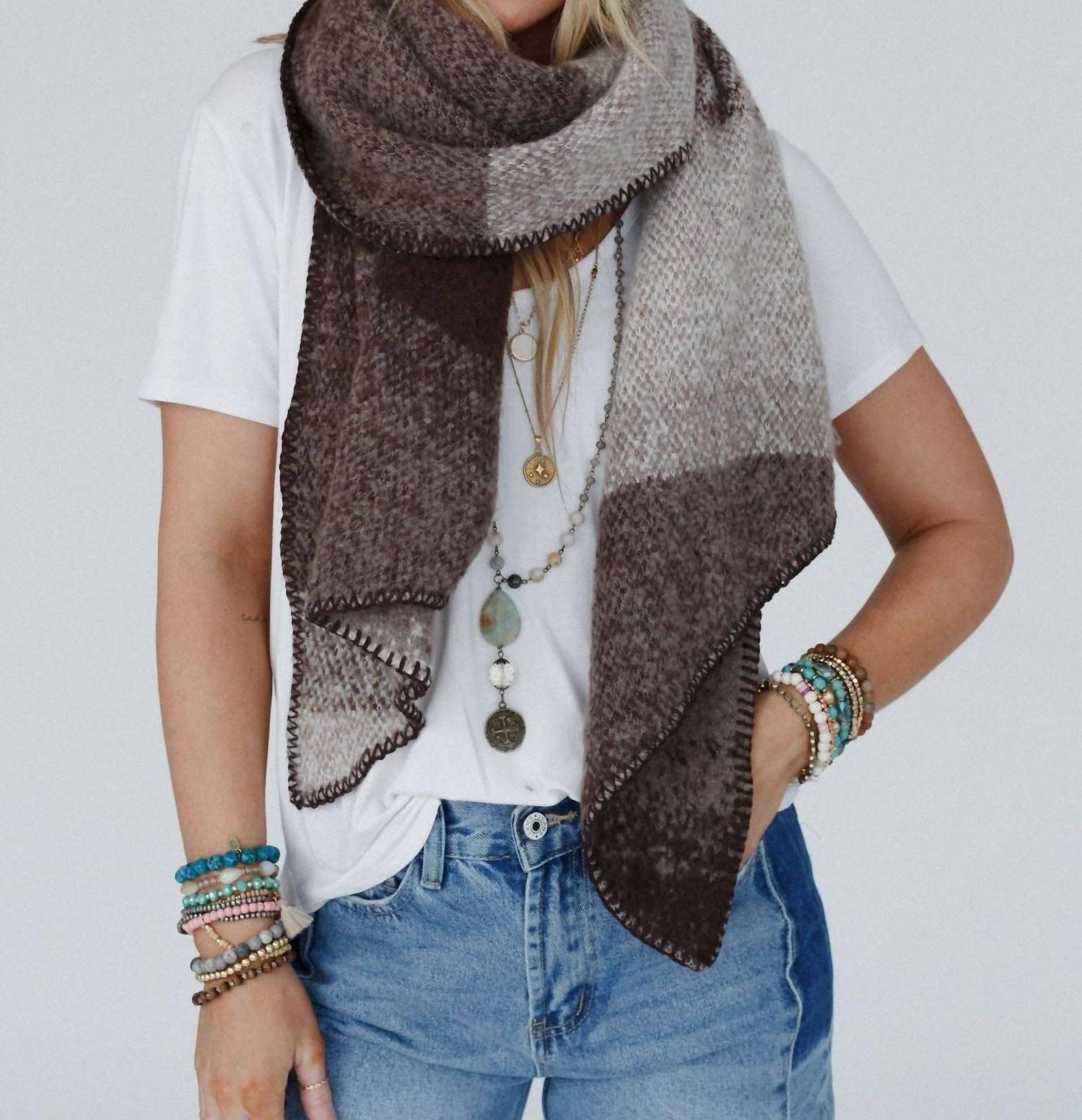 three bird nest Women's Autumn Days Scarf in multi - women's scarf - alternate view