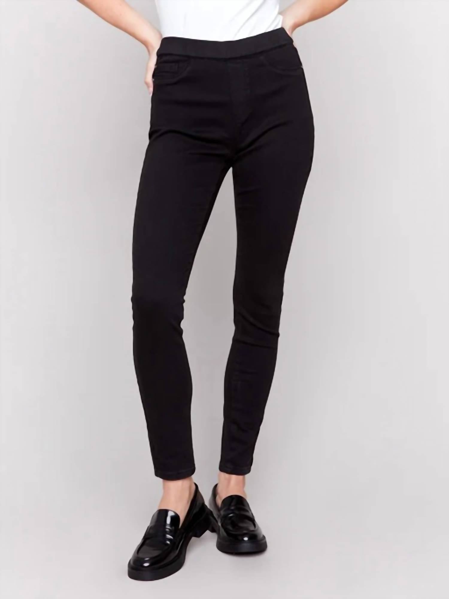 CHARLIE B Twill Pull On Jean in black - women's jeans - view 4
