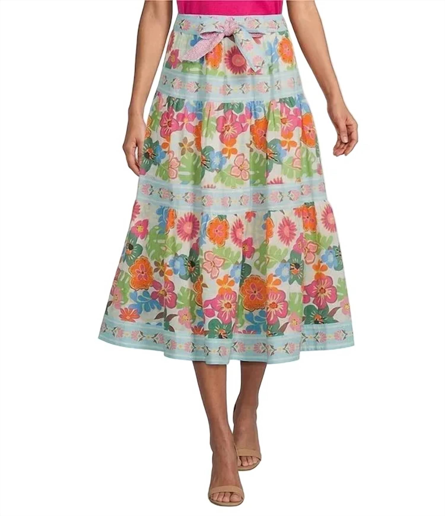 John Mark - Tiered Skirt With Tie And Elastic Waist