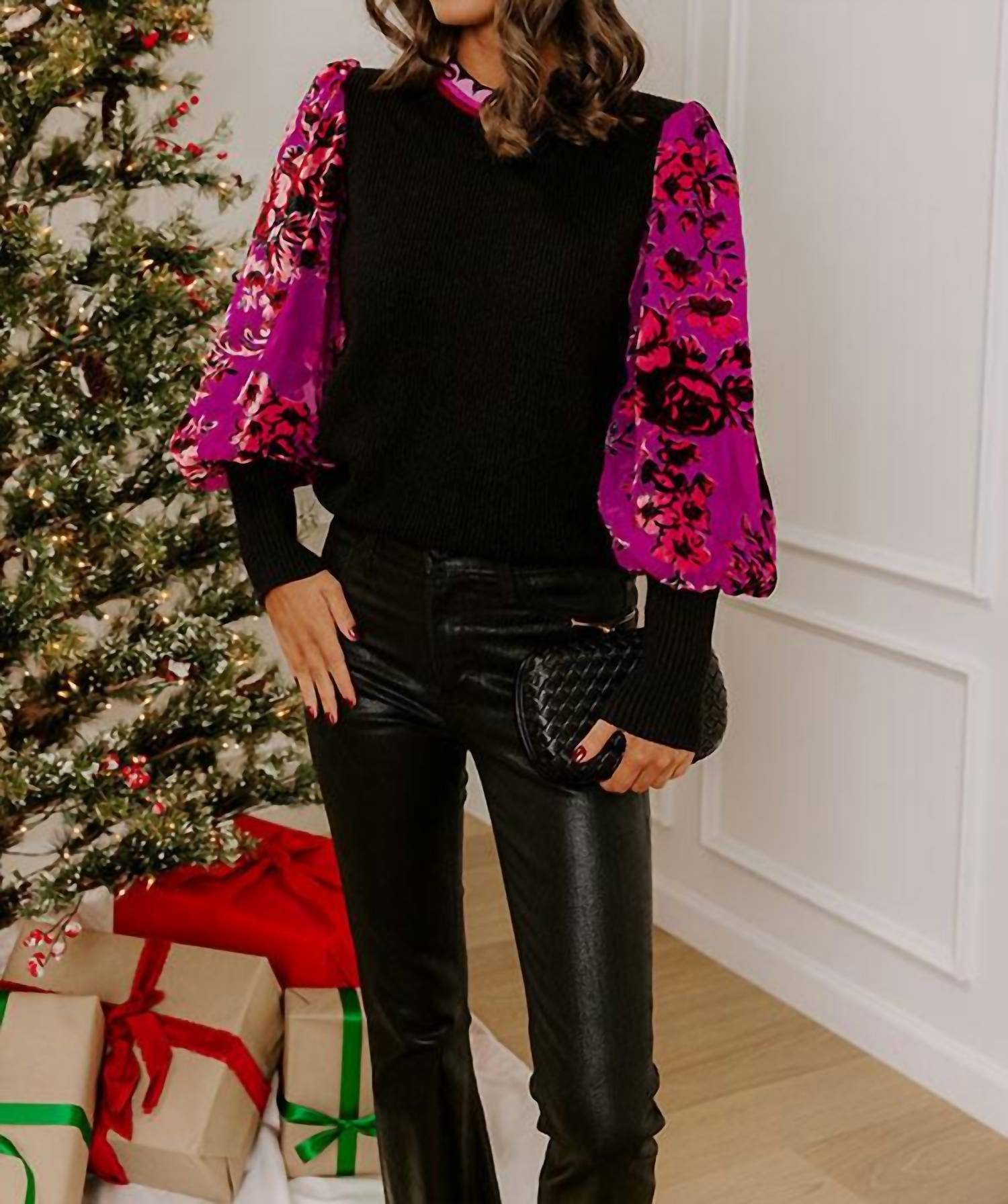 Fate by LFD Frosted Plum Sweater Top in black - women's sweater