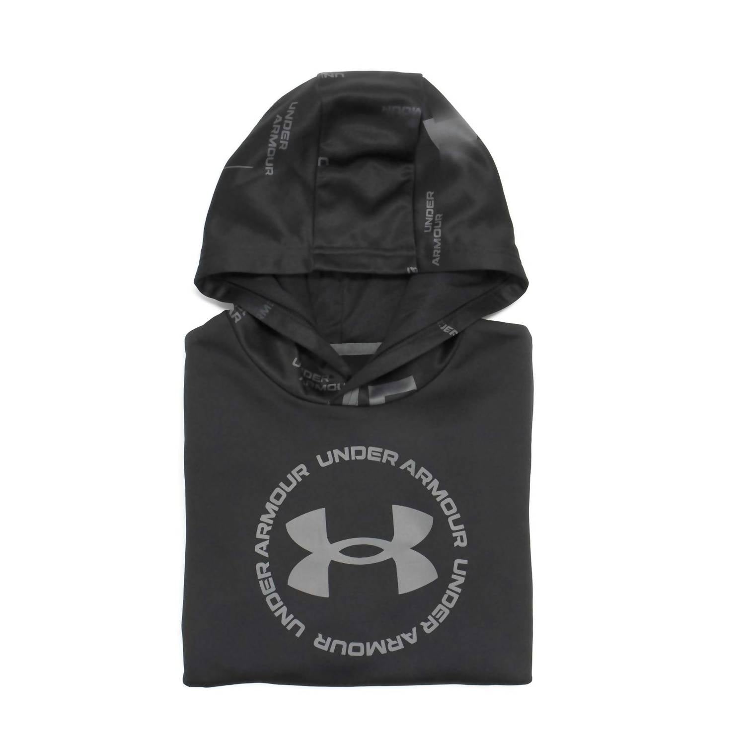 UNDER ARMOUR Boy's Armour Fleece Branded Hoodie in black - kids' shirt - detail view