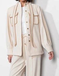 GREYLIN Marli Oversized Embroidered Shacket in cream - women's jacket