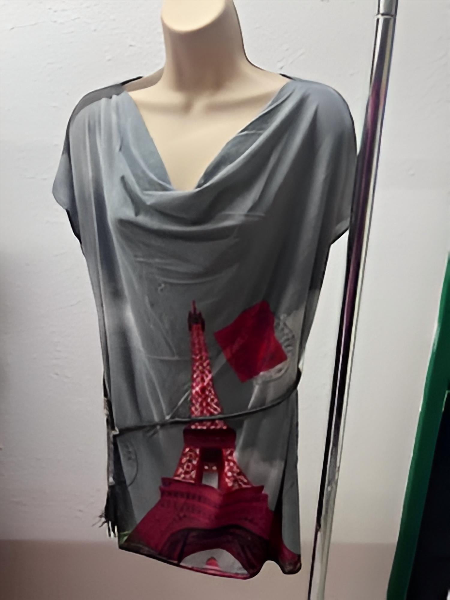 Paris Paris - Women's Belted Cowl Neck Tunic Top