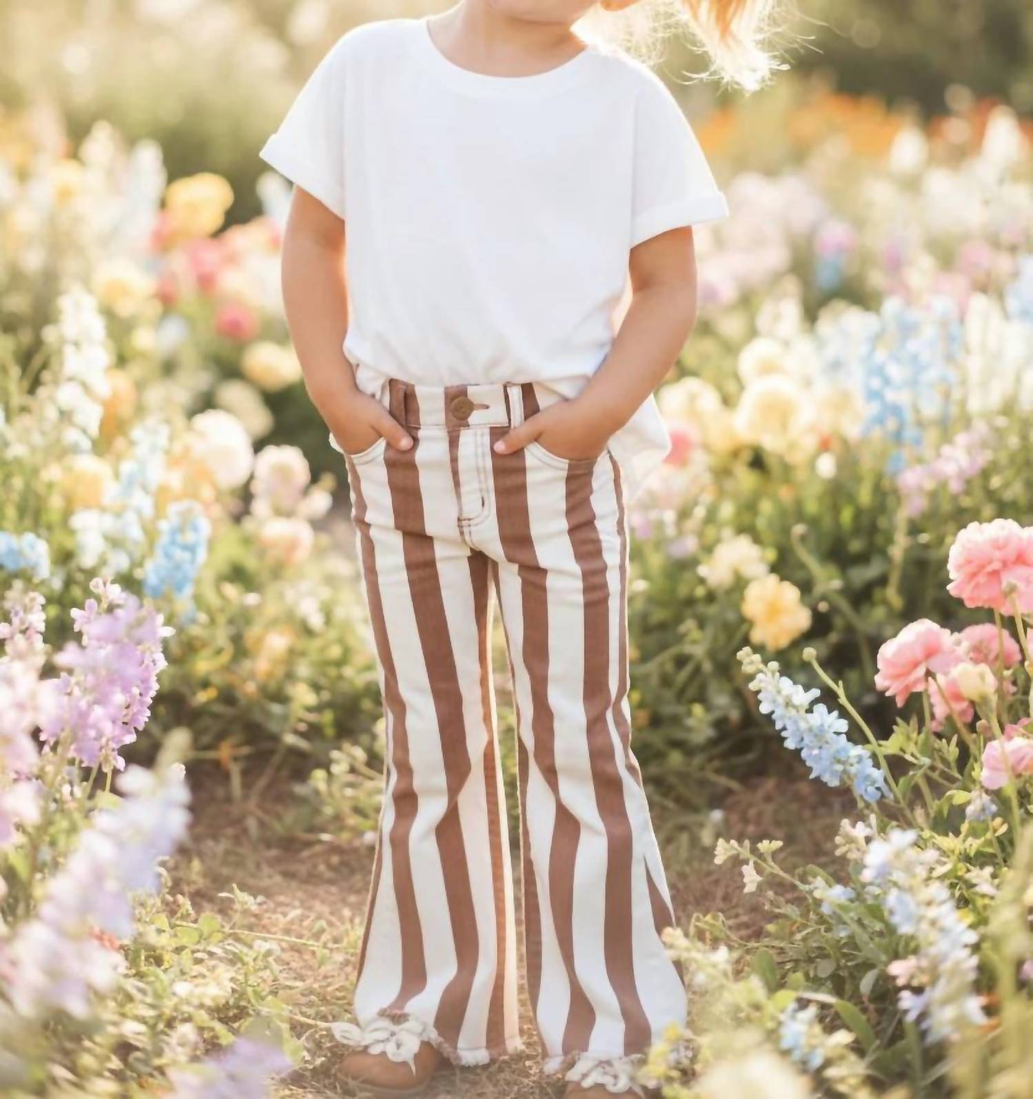 Saints & Hearts - Kids' Striped Denim Flare Jean