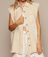 Pol - Oversized Sleeveless Crochet Lace Vest