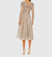 Mac Duggal - Sequin Embellished Long Sleeve Wrap Dress