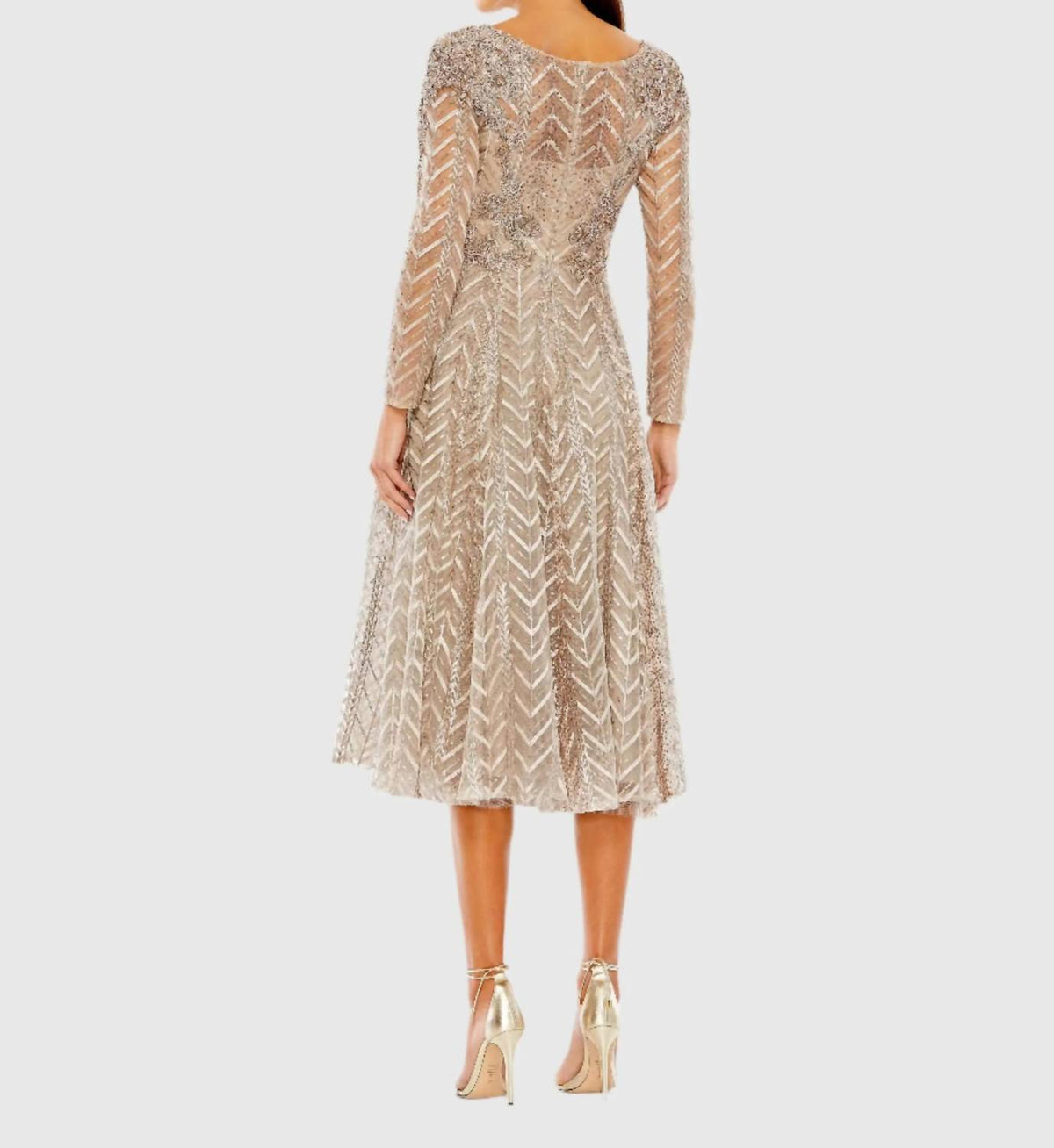 Mac Duggal - Sequin Embellished Long Sleeve Wrap Dress