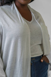 Estheme - SILK LINEN SPARKLE CARDIGAN - plus size