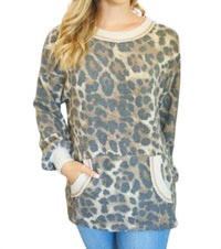 White Birch - Leopard & Waffle Trim Tunic
