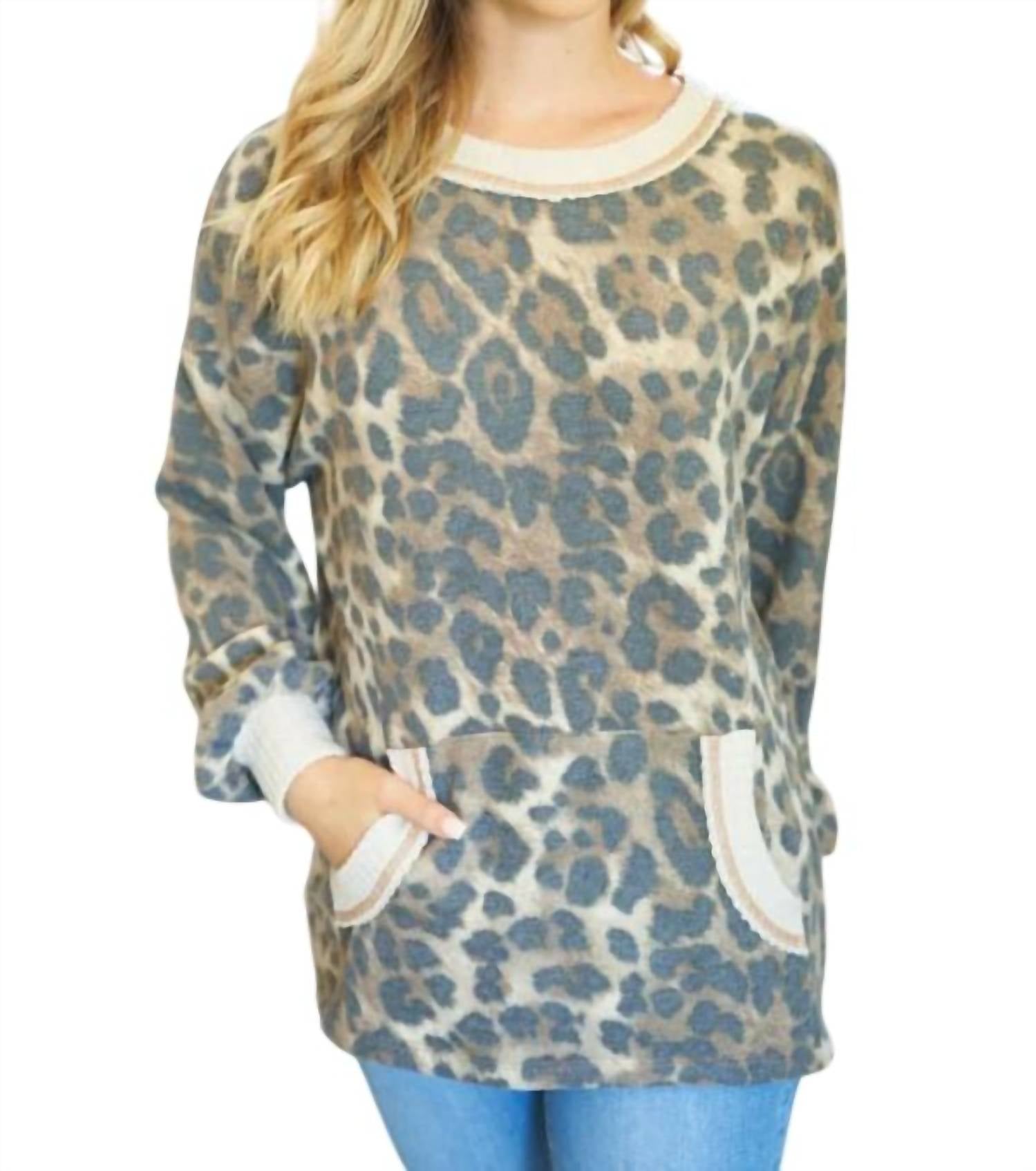 White Birch - Leopard & Waffle Trim Tunic