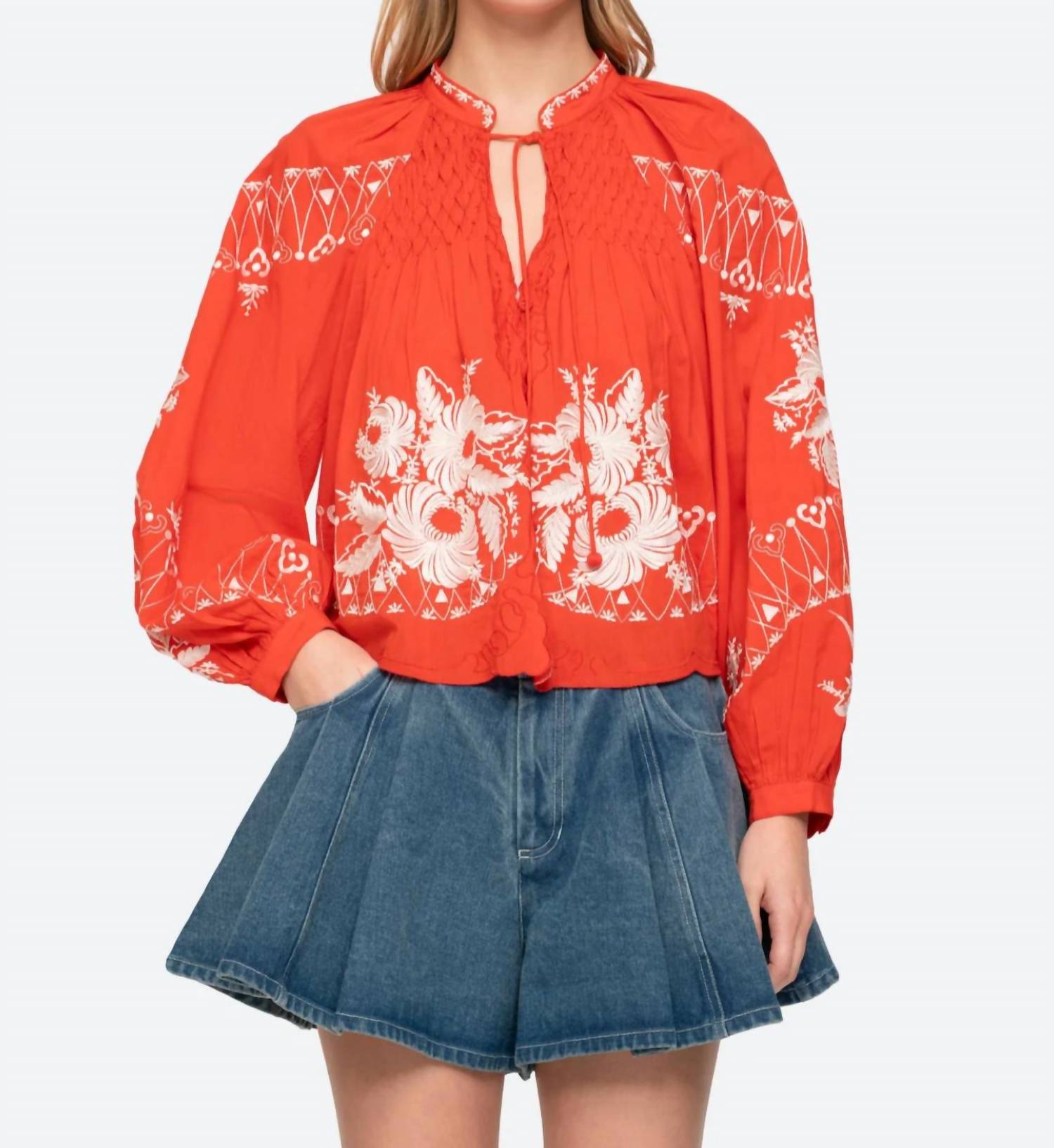 Sea - SERAFINA EMBROIDERY BLOUSE