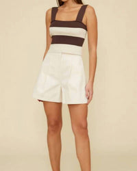 LUCY PARIS Dania High Waisted Shorts in beige - women's shorts