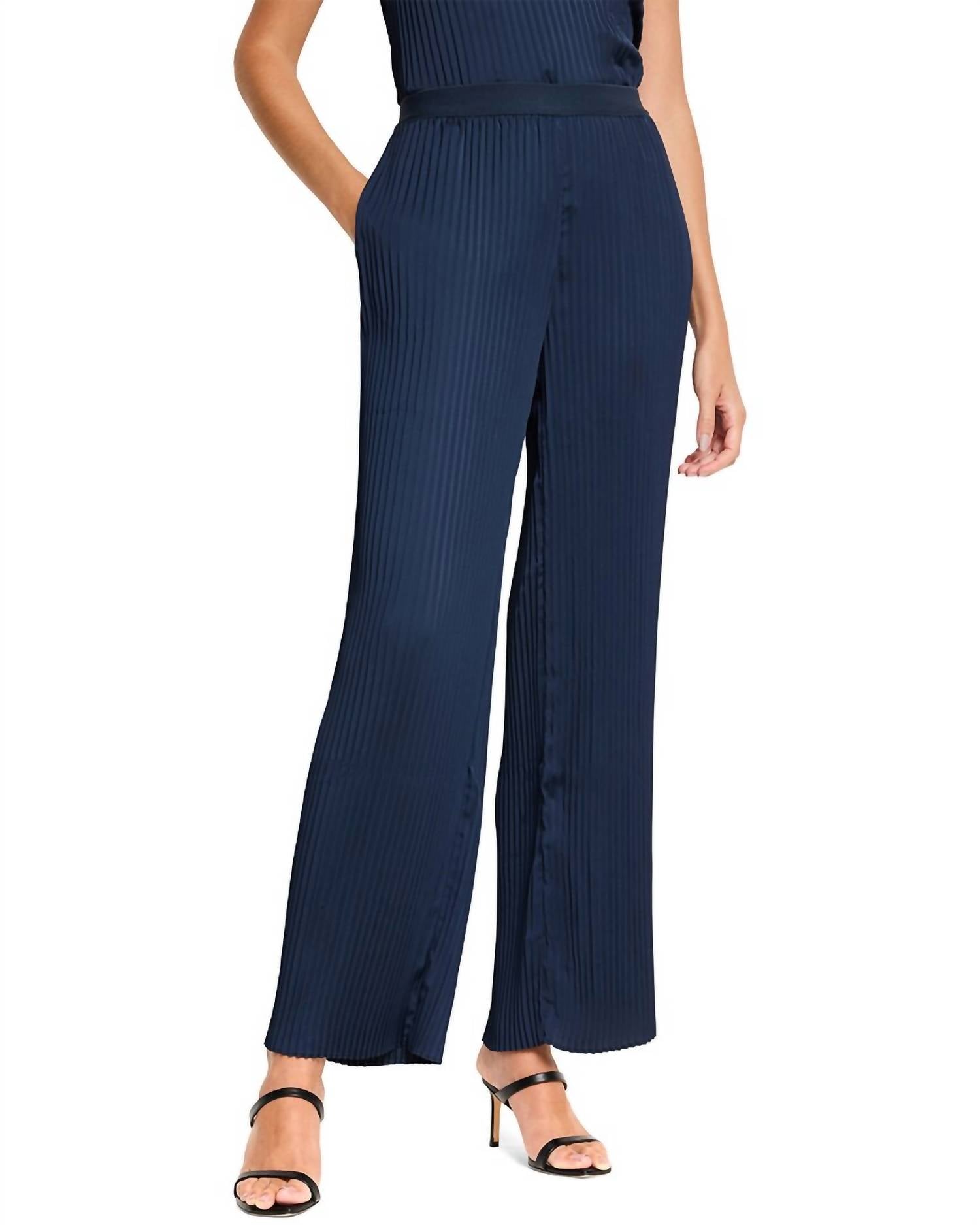 Nic + Zoe Crinkle Crepe Wide Leg Pant in dark indigo - women's pants
