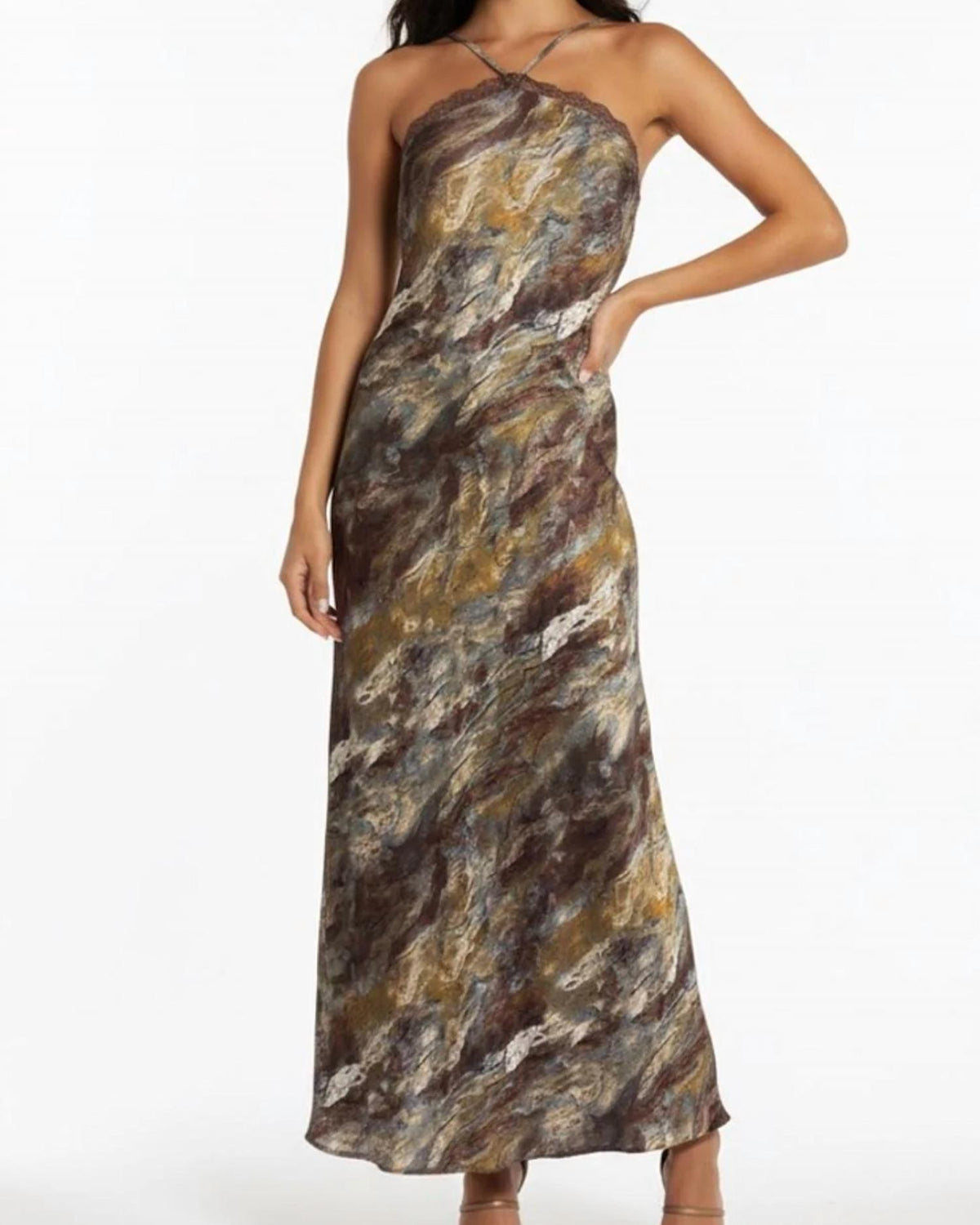 1.State - Chic Strapless Earth Tone Maxi Dress