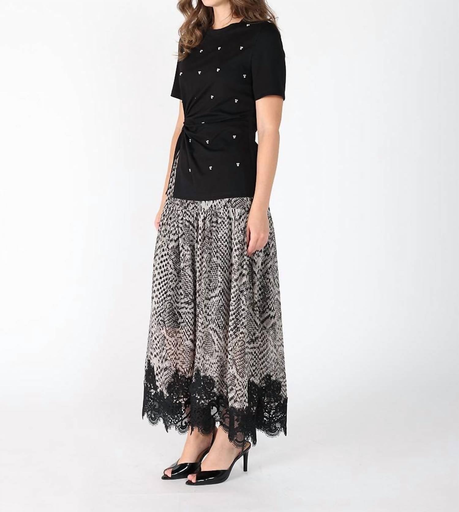 Gracia - Snake Print Lace Skirt