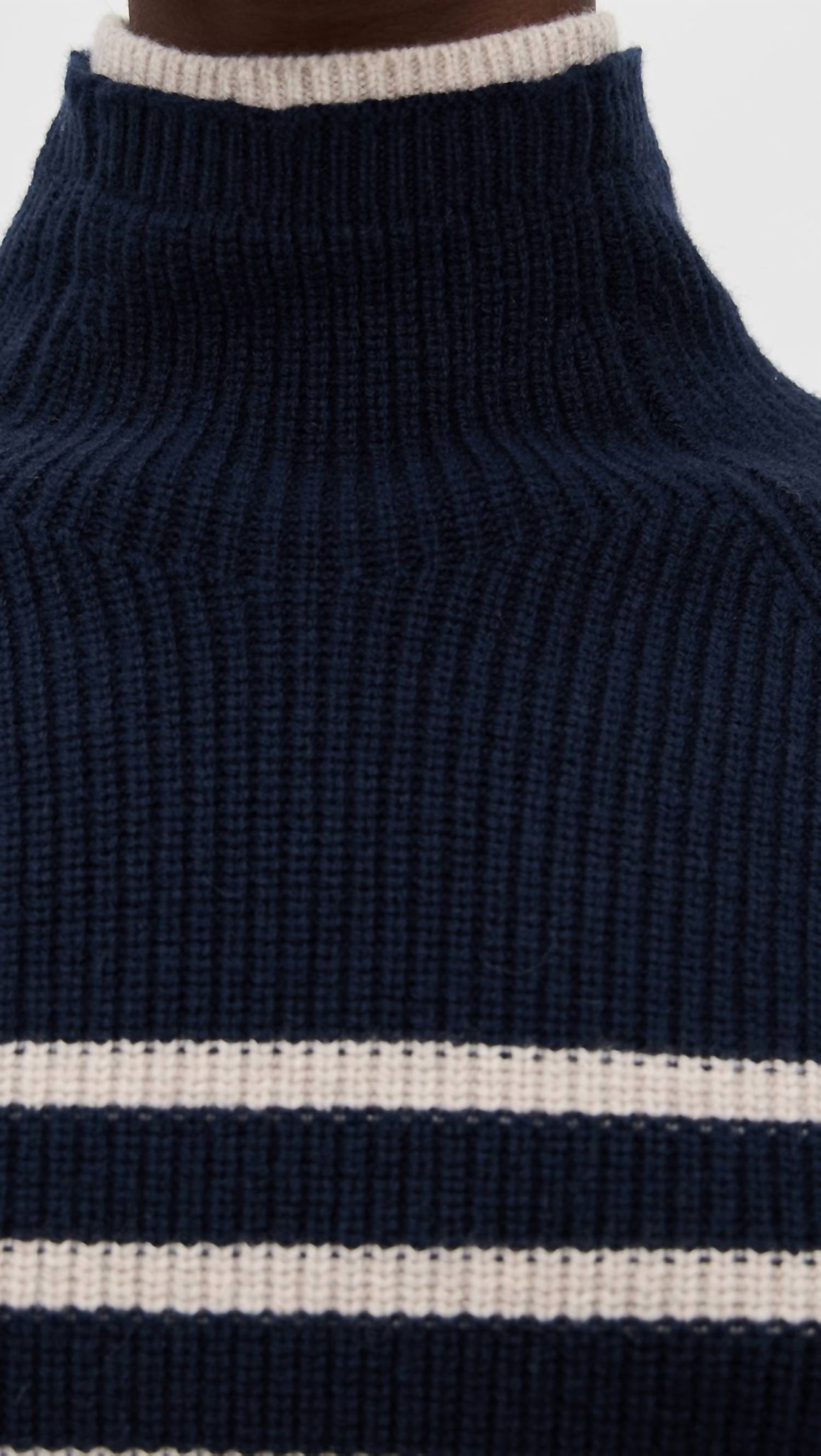Rag & Bone Ilaria Turtleneck Top in navy white stripe - women's sweater - view 6