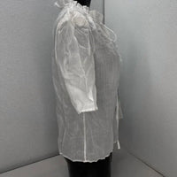Frame - Tie Neck Ruffle Popover Blouse
