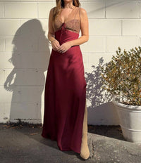 DRESS FORUM Aitana Satin Maxi Dress in sangria - women's dress