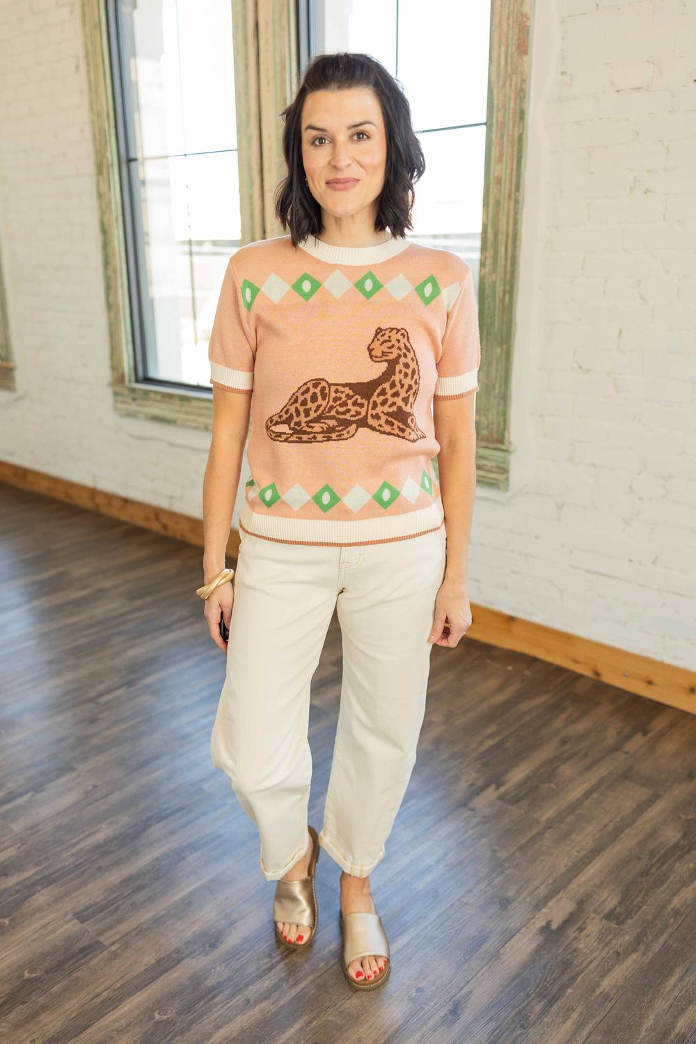 Endless Blu. - MOLLY RETRO LEOPARD SWEATER TOP