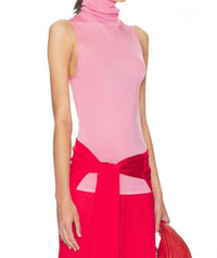Helsa Arlena Sleveeveless Turtleneck Top in pink - women's blouse - alternate view
