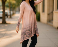Vocal Apparel - Animal Print Open Front Knit Cardigan