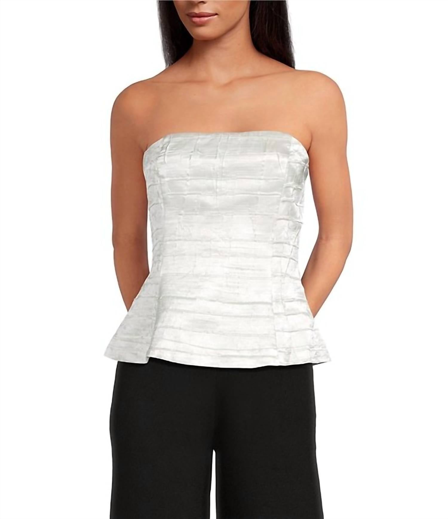 LUCY PARIS Amy Woven Strapless Peplum Top in champagne - women's blouse